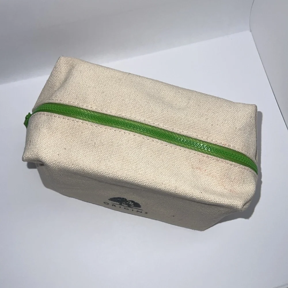 Origins Cosmetics Large Cream Zip Canvas Cosmetics Clutch Bag
